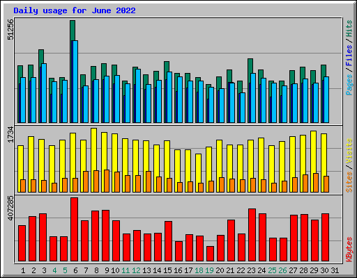 Daily usage for June 2022