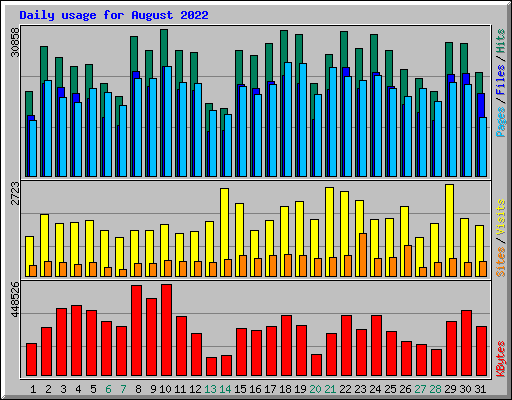 Daily usage for August 2022